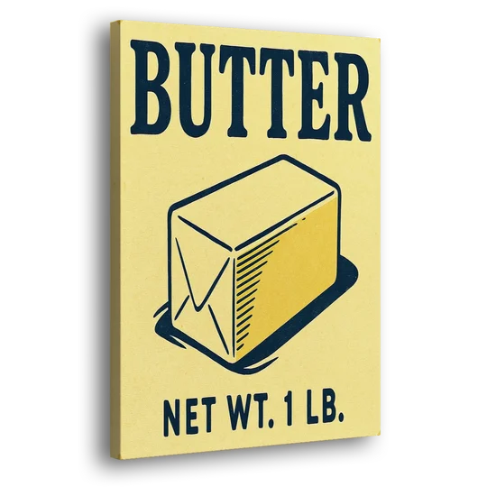 Vintage Natural Butter - Canvas Wall Art - Side