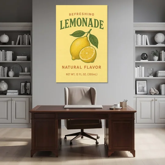 Vintage Natural Lemonade - Canvas Wall Art - Office - 40x60