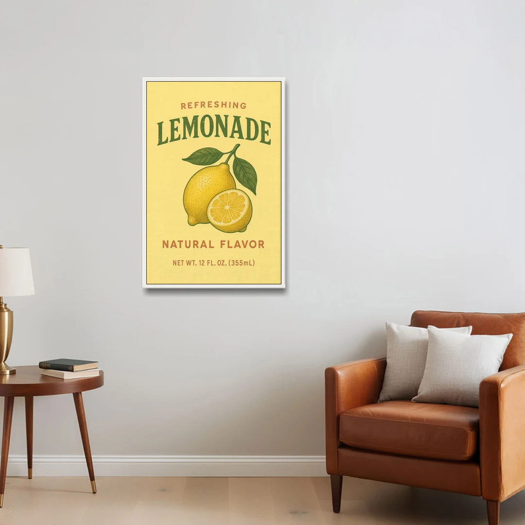 Vintage Natural Lemonade - White Framed Canvas Wall Art - Sofa - 24x36