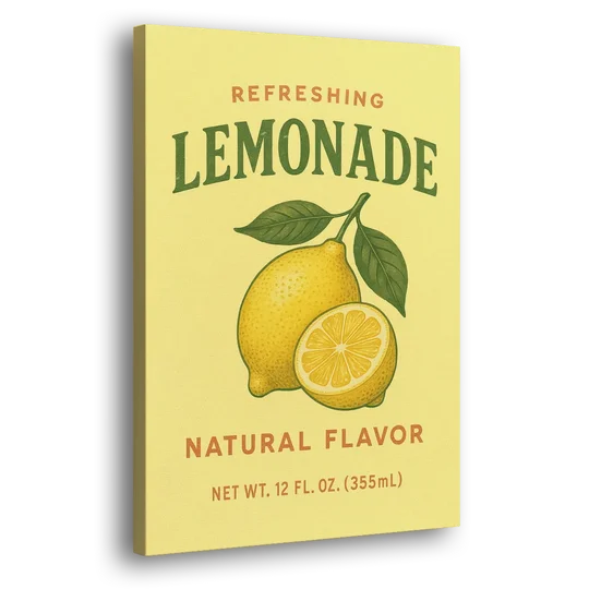 Vintage Natural Lemonade - Canvas Wall Art - Side