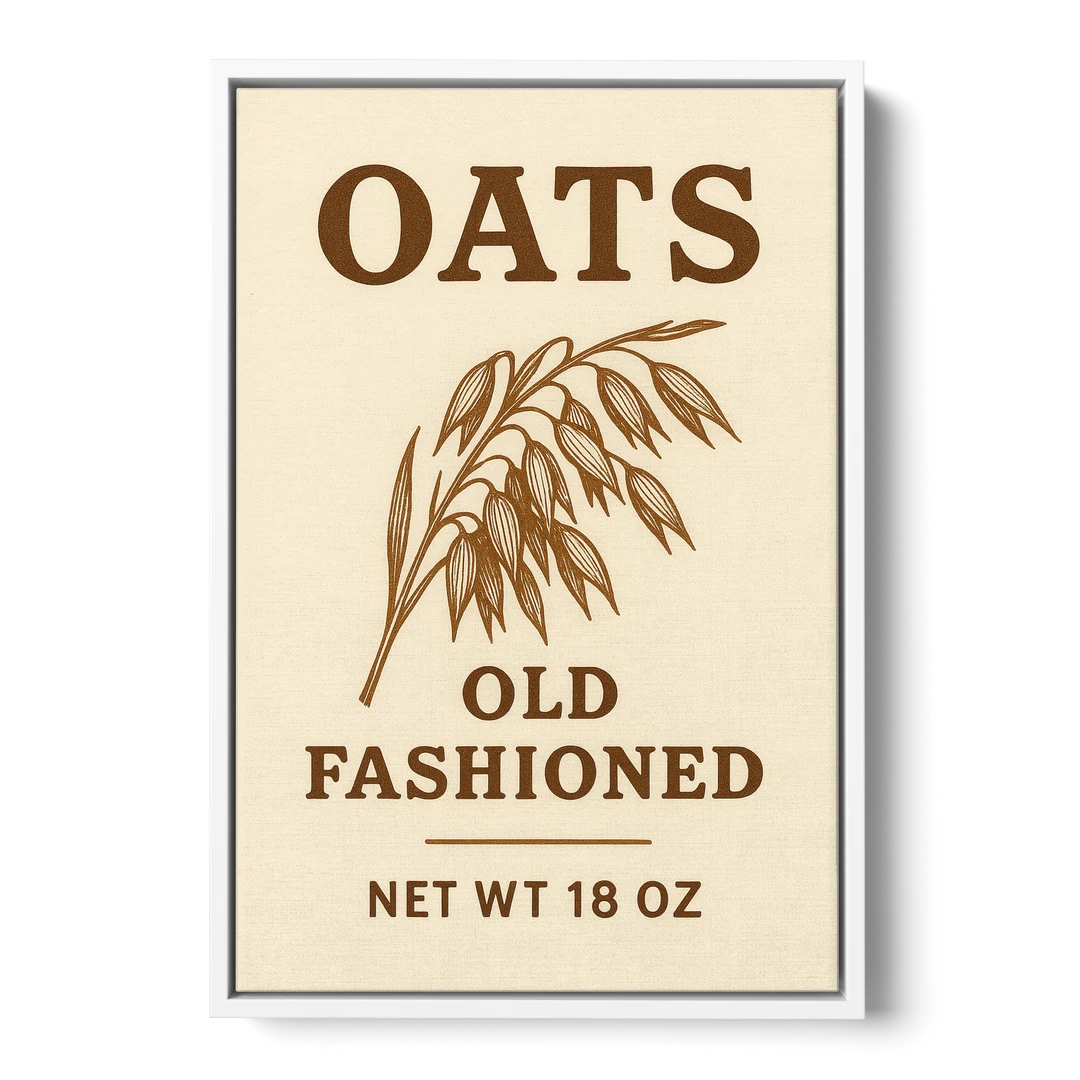 Vintage Oats Old Fashioned - White Framed Canvas Wall Art - Front