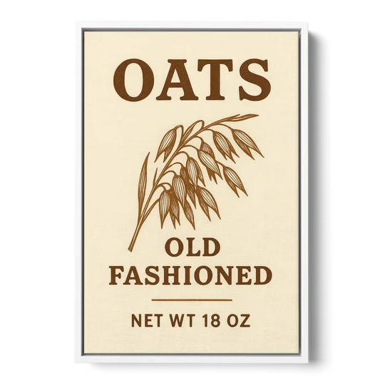 Vintage Oats Old Fashioned - White Framed Canvas Wall Art - Front