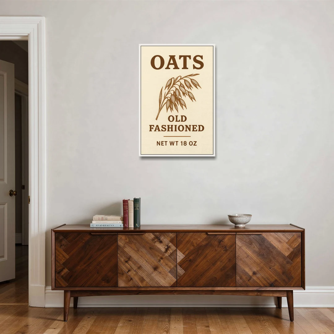 Vintage Oats Old Fashioned - White Framed Canvas Wall Art - Coffee Table - 24x36