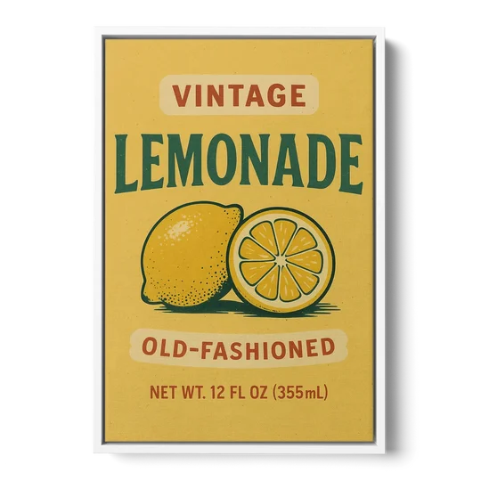 Vintage Old Fashioned Lemonade - White Framed Canvas Wall Art - Front