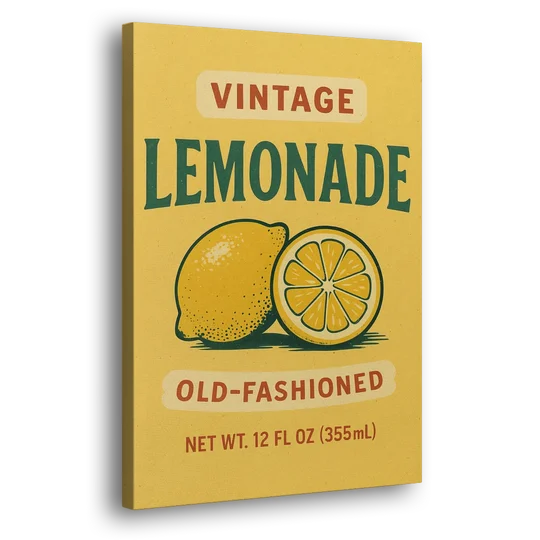 Vintage Old Fashioned Lemonade - Canvas Wall Art - Side