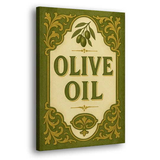 Vintage Olive Oil - Canvas Wall Art - Side