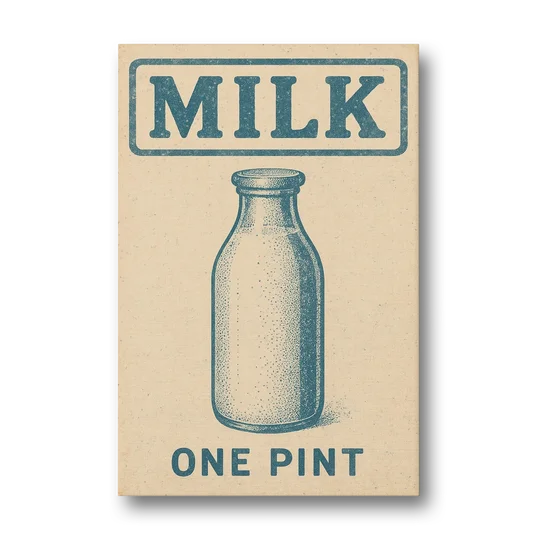 Vintage One Pint of Milk - Canvas Wall Art - Front