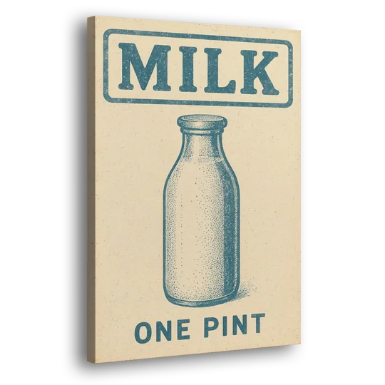 Vintage One Pint of Milk - Canvas Wall Art - Side