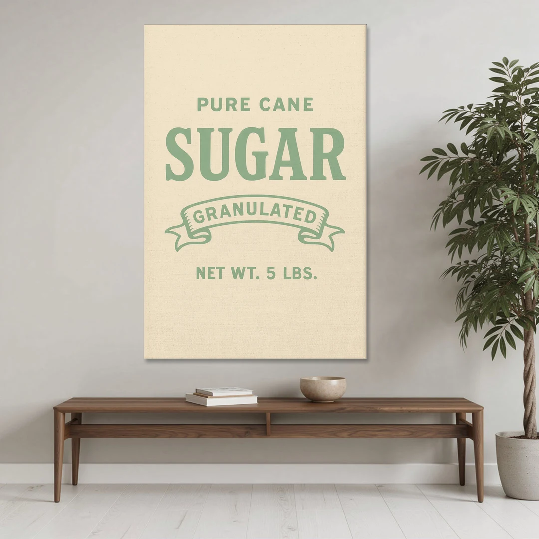 Vintage Pure Cane Sugar - Canvas Wall Art - Coffee Table - 40x60