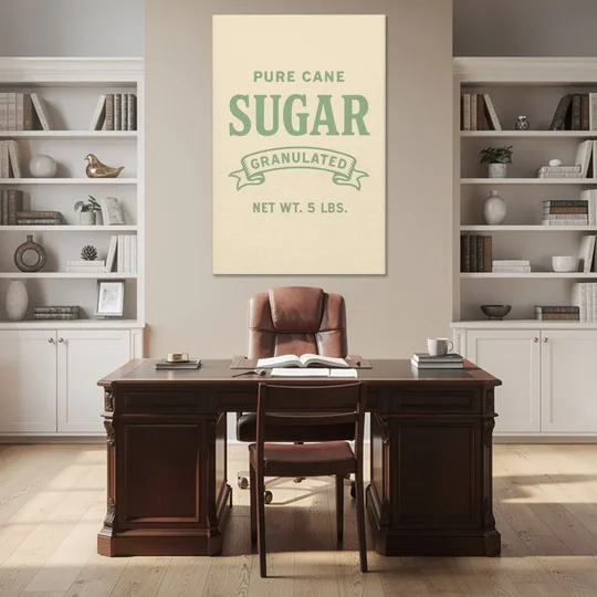 Vintage Pure Cane Sugar - Canvas Wall Art - Office - 40x60