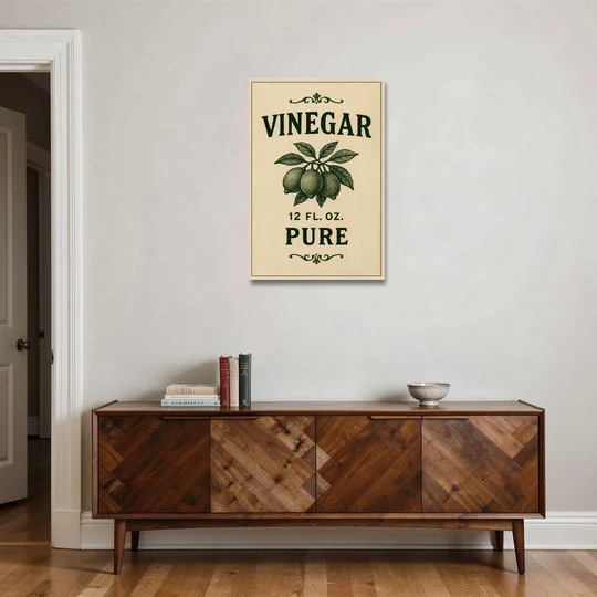 Vintage Pure Vinegar - Oak Framed Canvas Wall Art - Coffee Table - 24x36