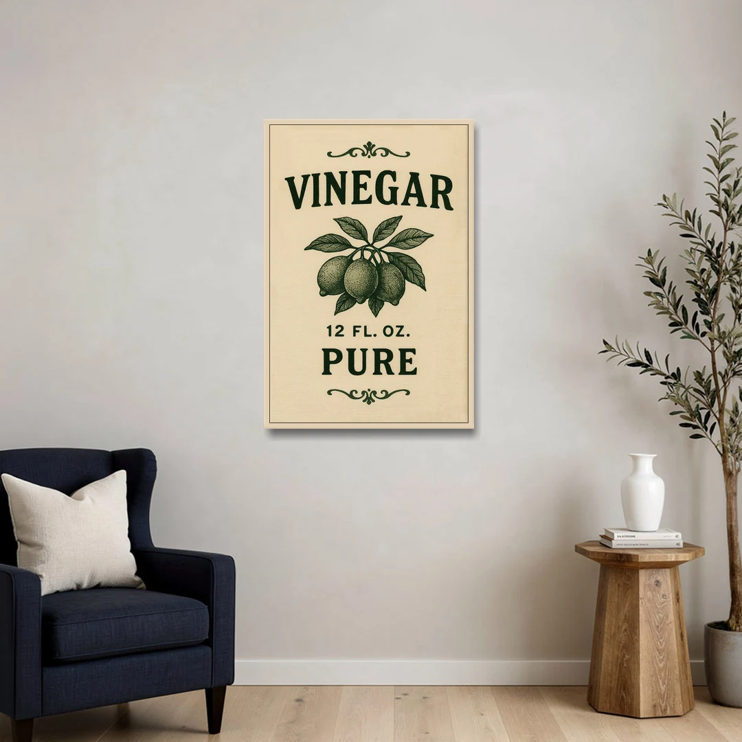 Vintage Pure Vinegar - Oak Framed Canvas Wall Art - Sofa - 24x36