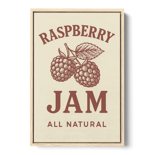 Vintage Raspberry Jam - Oak Framed Canvas Wall Art - Front
