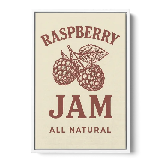 Vintage Raspberry Jam - White Framed Canvas Wall Art - Front