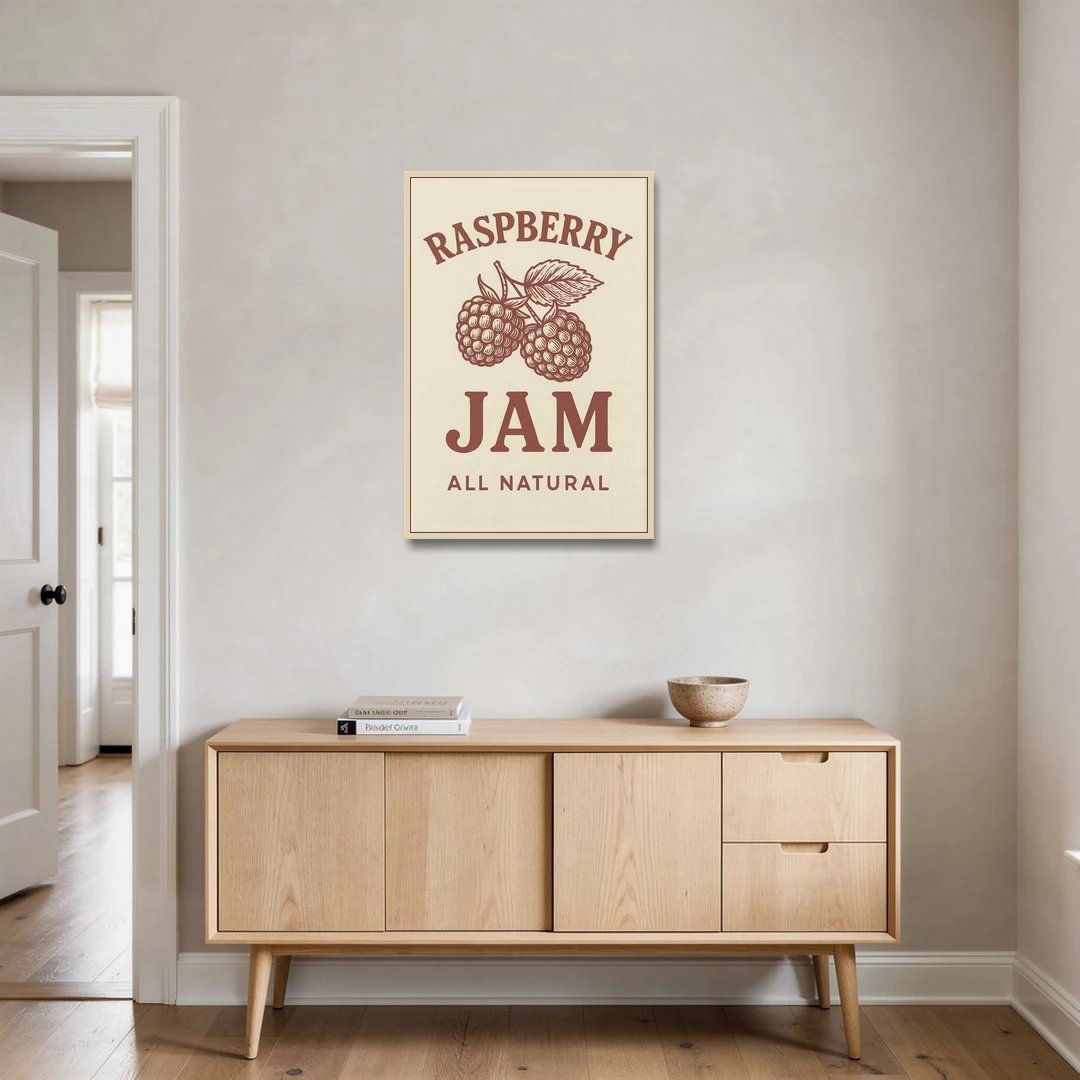 Vintage Raspberry Jam - Oak Framed Canvas Wall Art - Coffee Table - 24x36
