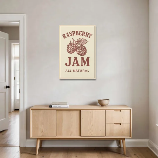 Vintage Raspberry Jam - Oak Framed Canvas Wall Art - Coffee Table - 24x36