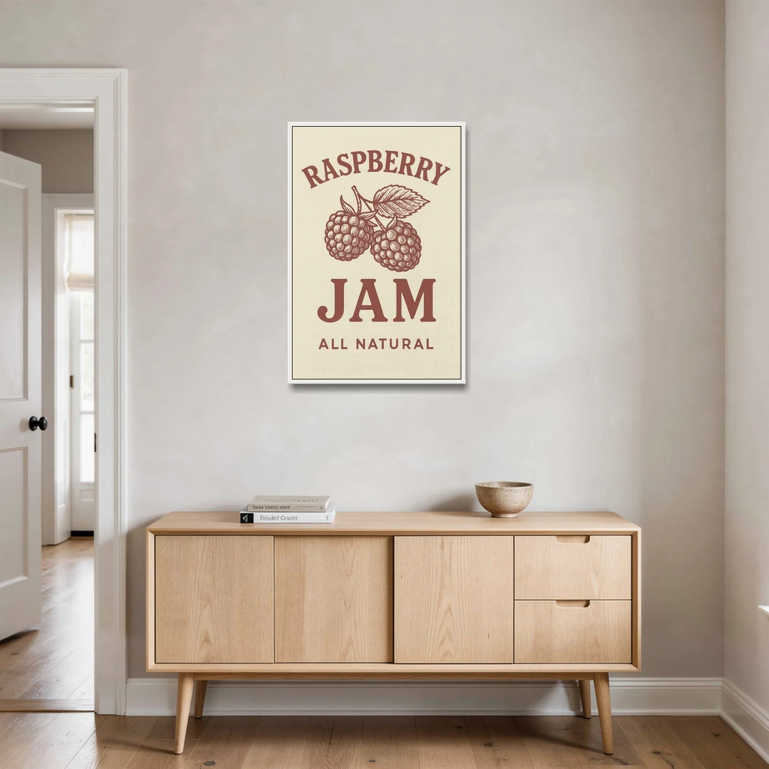 Vintage Raspberry Jam - White Framed Canvas Wall Art - Coffee Table - 24x36