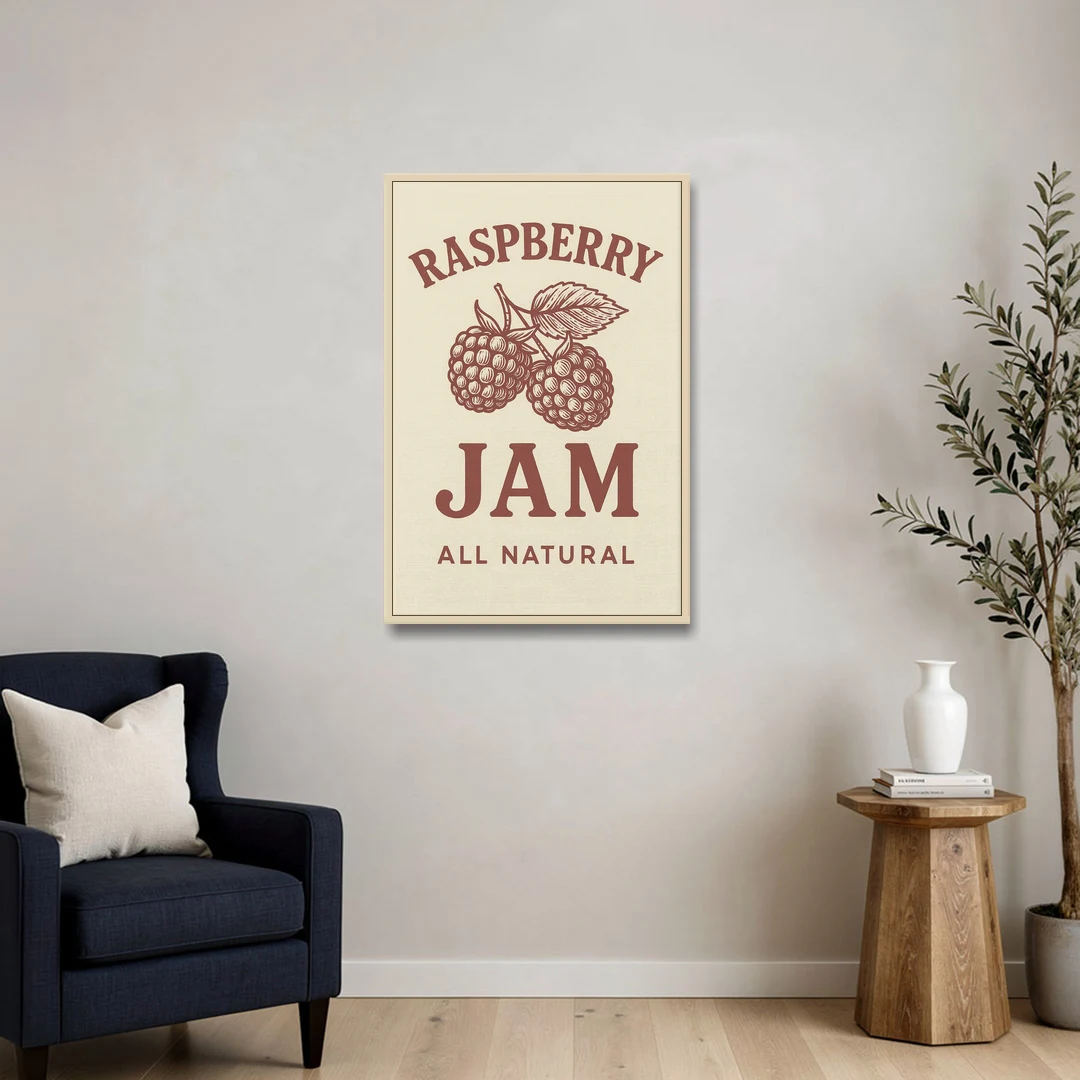 Vintage Raspberry Jam - Oak Framed Canvas Wall Art - Sofa - 24x36