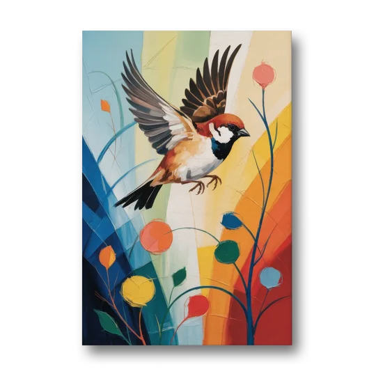 Vintage Sparrow Silhouette - Canvas Wall Art - Front
