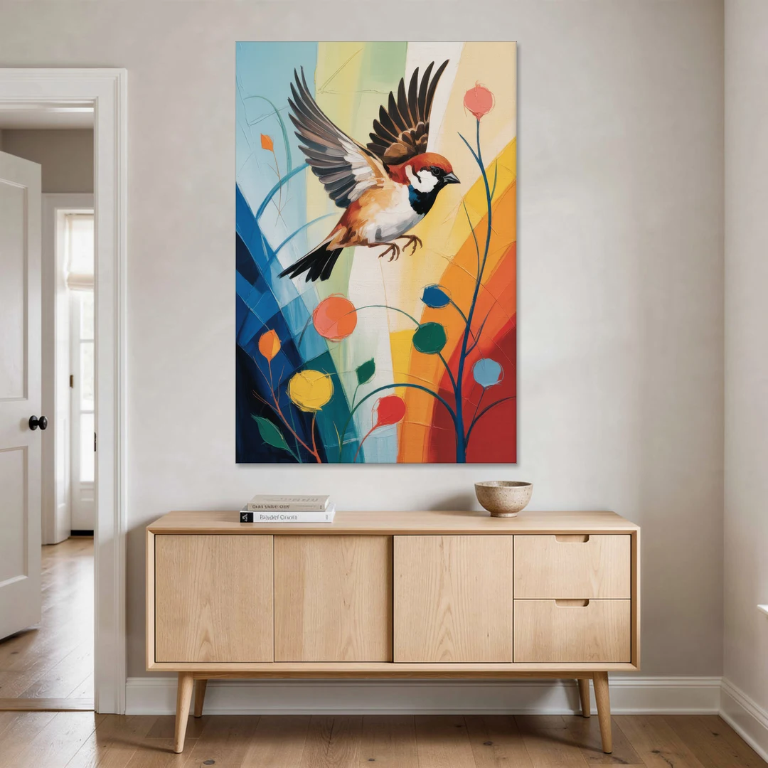 Vintage Sparrow Silhouette - Canvas Wall Art - Coffee Table - 40x60