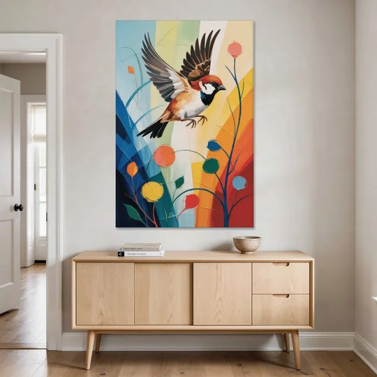 Vintage Sparrow Silhouette - Canvas Wall Art - Coffee Table - 40x60