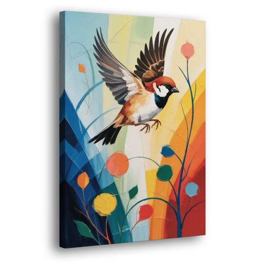 Vintage Sparrow Silhouette - Canvas Wall Art - Side