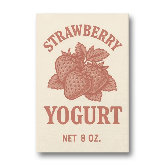 Vintage Strawberry Yogurt - Canvas Wall Art - Front
