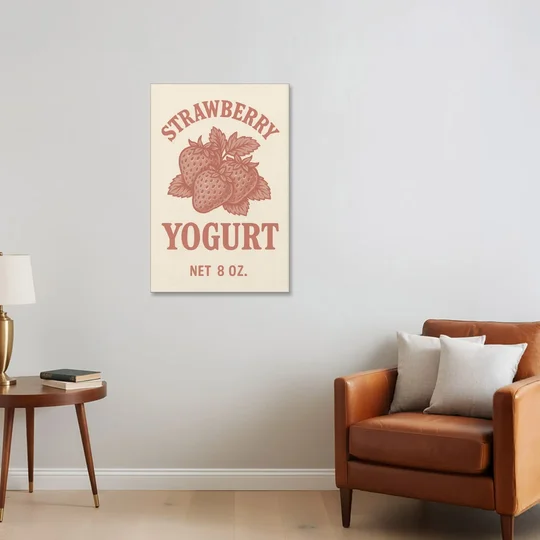 Vintage Strawberry Yogurt - Canvas Wall Art - Sofa - 24x36