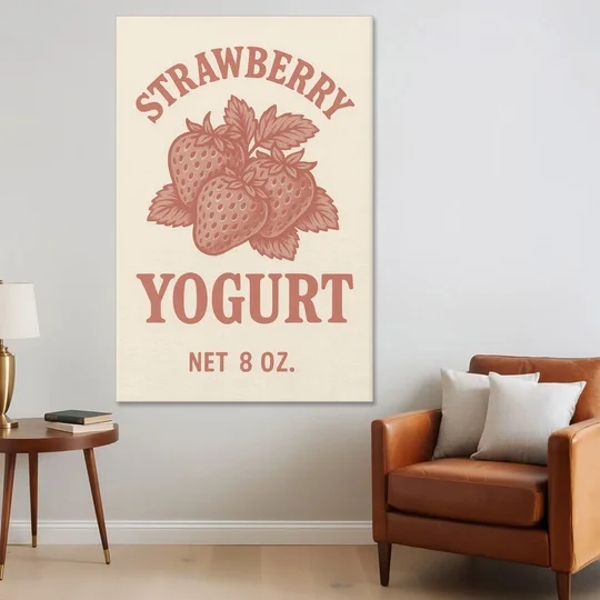 Vintage Strawberry Yogurt - Canvas Wall Art - Sofa - 40x60