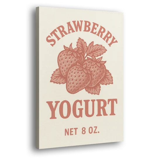 Vintage Strawberry Yogurt - Canvas Wall Art - Side