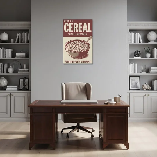 Vintage Sugar Sweetened Cereal - Canvas Wall Art - Office - 24x36