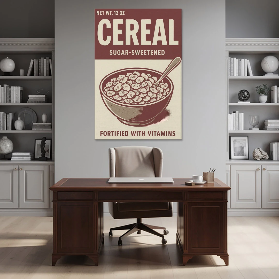 Vintage Sugar Sweetened Cereal - Canvas Wall Art - Office - 40x60