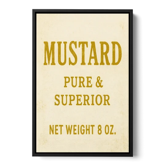 Vintage Superior Mustard - Black Framed Canvas Wall Art - Front