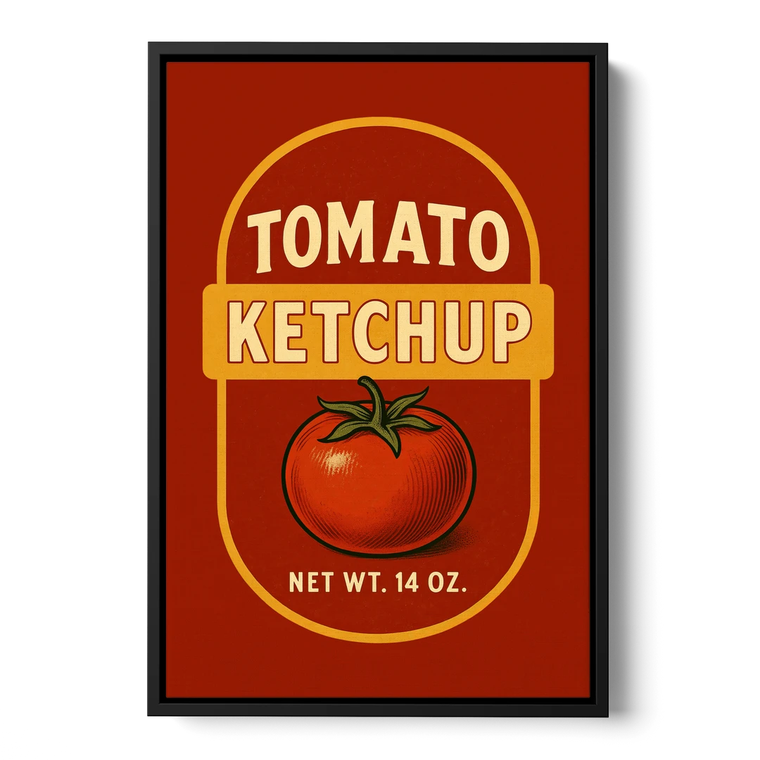 Vintage Tomato Ketchup - Black Framed Canvas Wall Art - Front