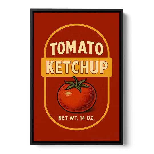 Vintage Tomato Ketchup - Black Framed Canvas Wall Art - Front