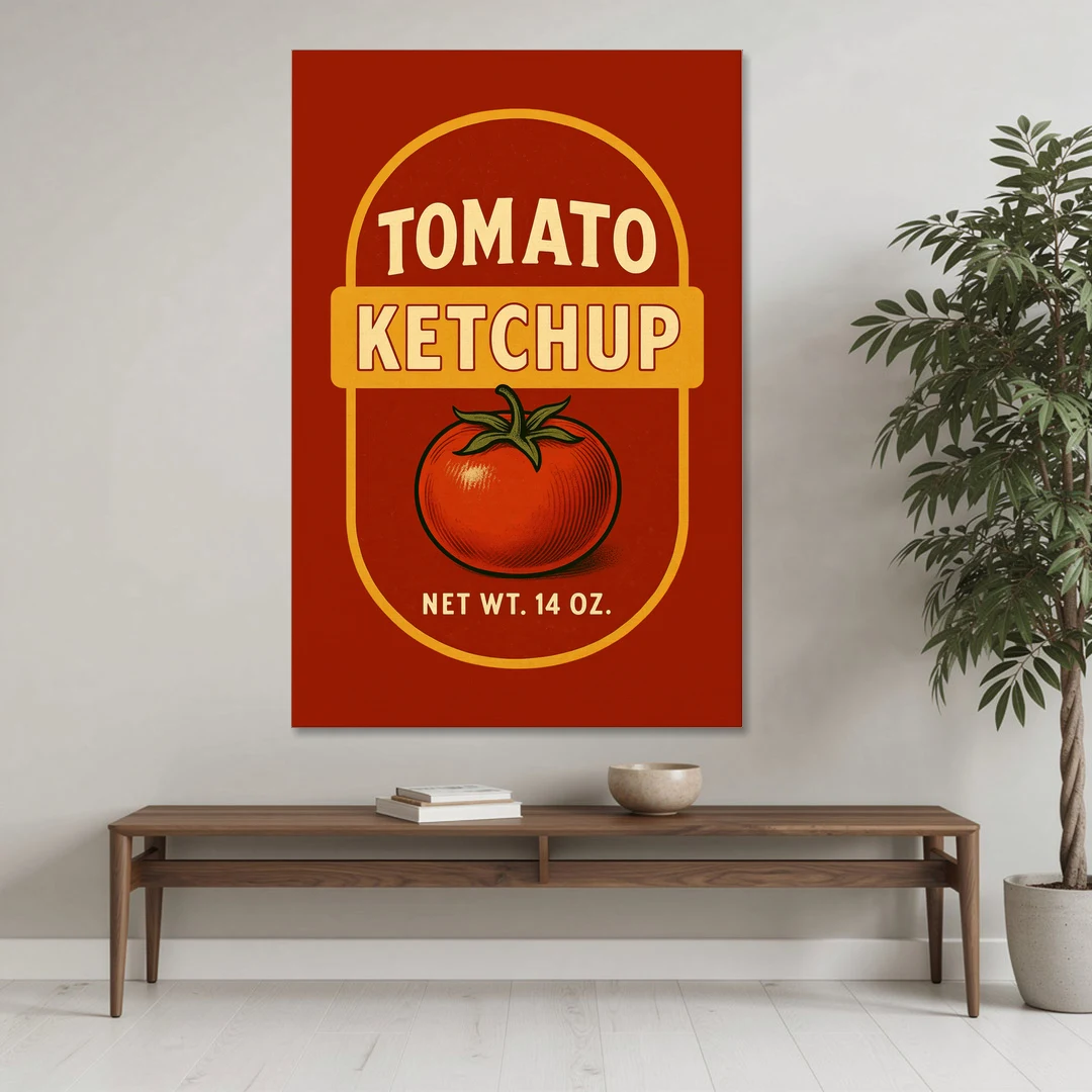 Vintage Tomato Ketchup - Canvas Wall Art - Coffee Table - 40x60