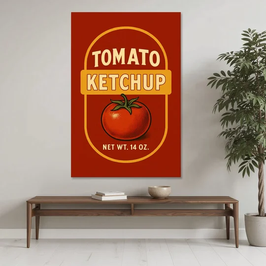 Vintage Tomato Ketchup - Canvas Wall Art - Coffee Table - 40x60