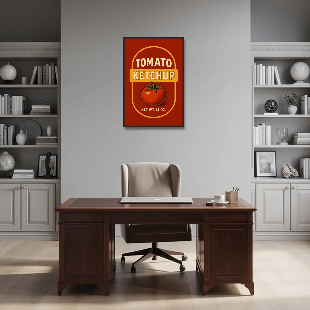Vintage Tomato Ketchup - Black Framed Canvas Wall Art - Office - 24x36