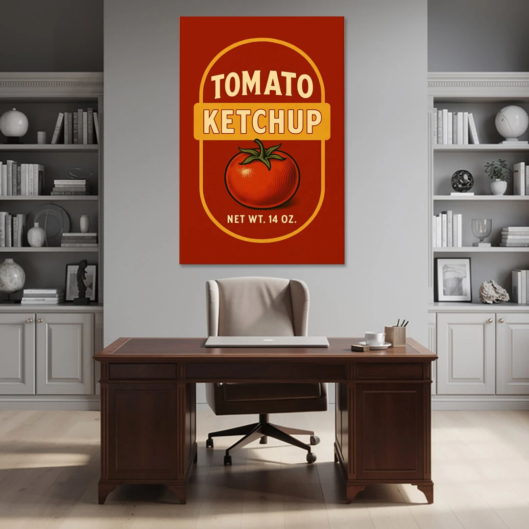 Vintage Tomato Ketchup - Canvas Wall Art - Office - 40x60