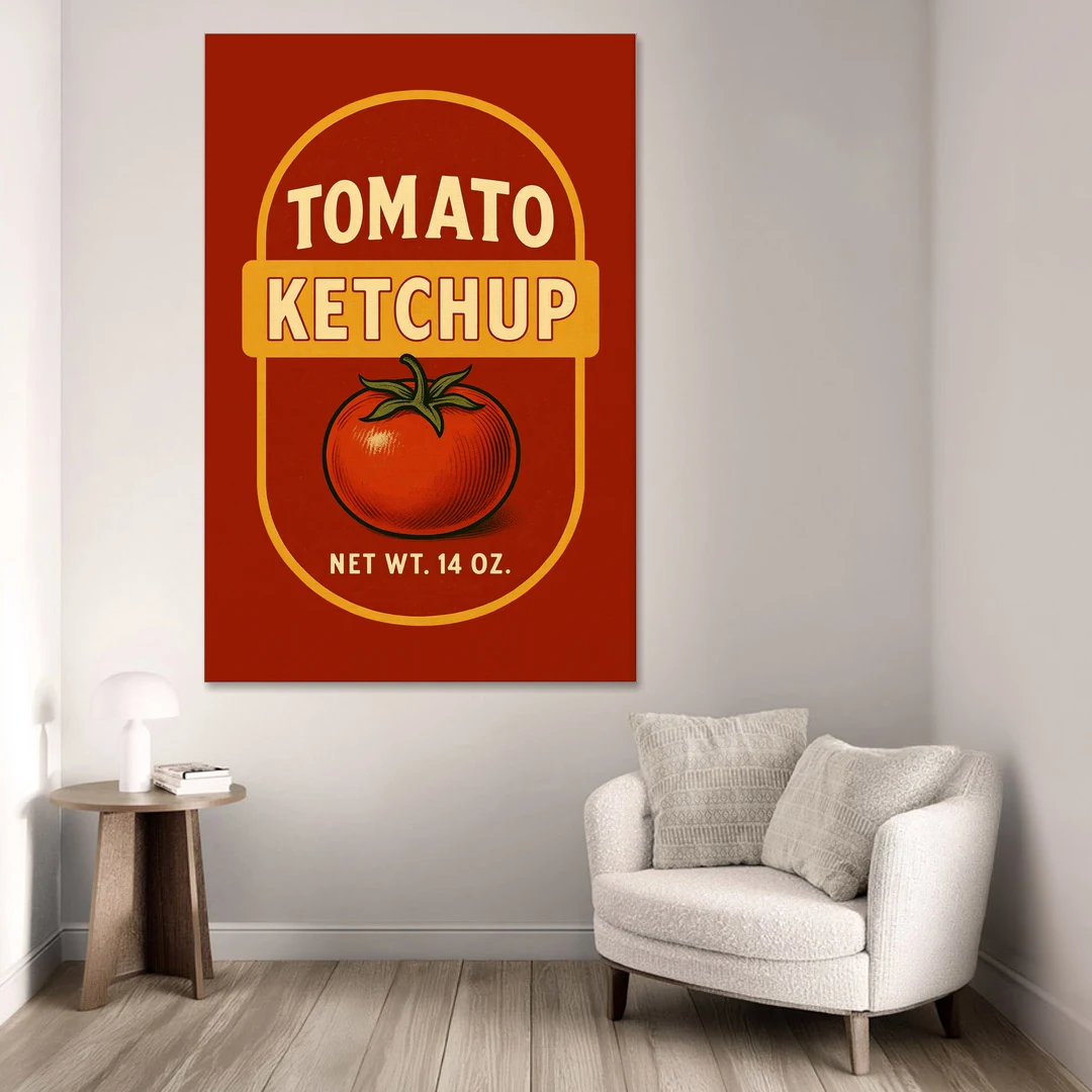Vintage Tomato Ketchup - Canvas Wall Art - Sofa - 40x60