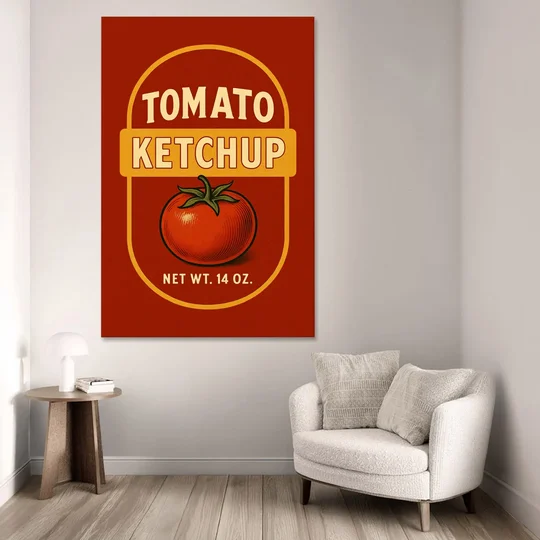 Vintage Tomato Ketchup - Canvas Wall Art - Sofa - 40x60