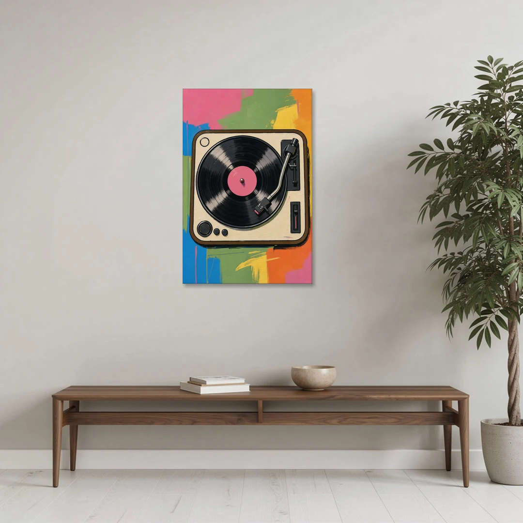 Vinyl Record Wall Art of a Turntable From Above - Canvas Wall Art - Coffee Table - 24x36