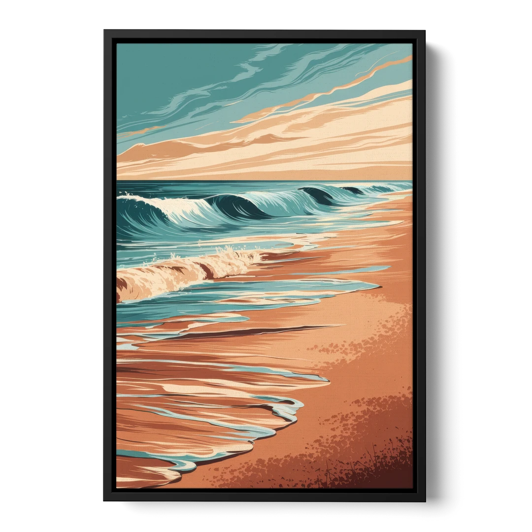 Virginia Beach Atlantic Waves - Black Framed Canvas Wall Art - Front