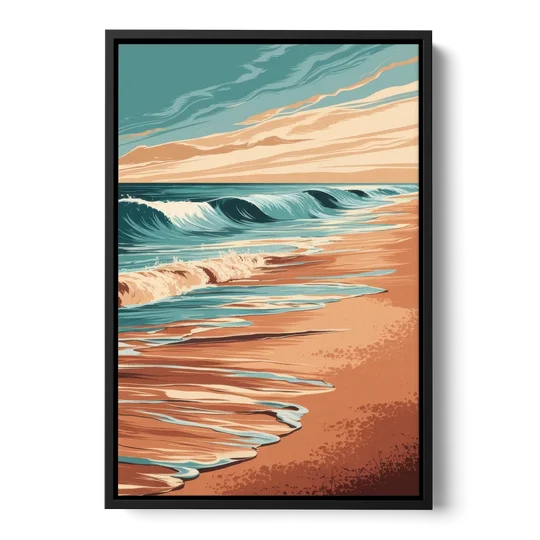 Virginia Beach Atlantic Waves - Black Framed Canvas Wall Art - Front