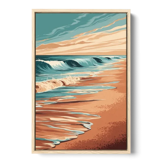 Virginia Beach Atlantic Waves - Oak Framed Canvas Wall Art - Front