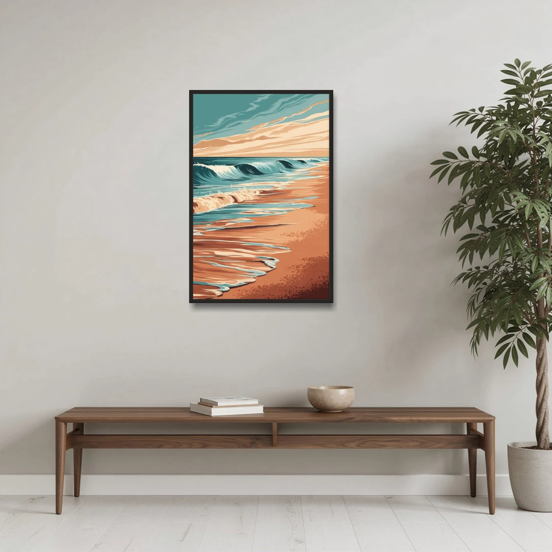 Virginia Beach Atlantic Waves - Black Framed Canvas Wall Art - Coffee Table - 24x36