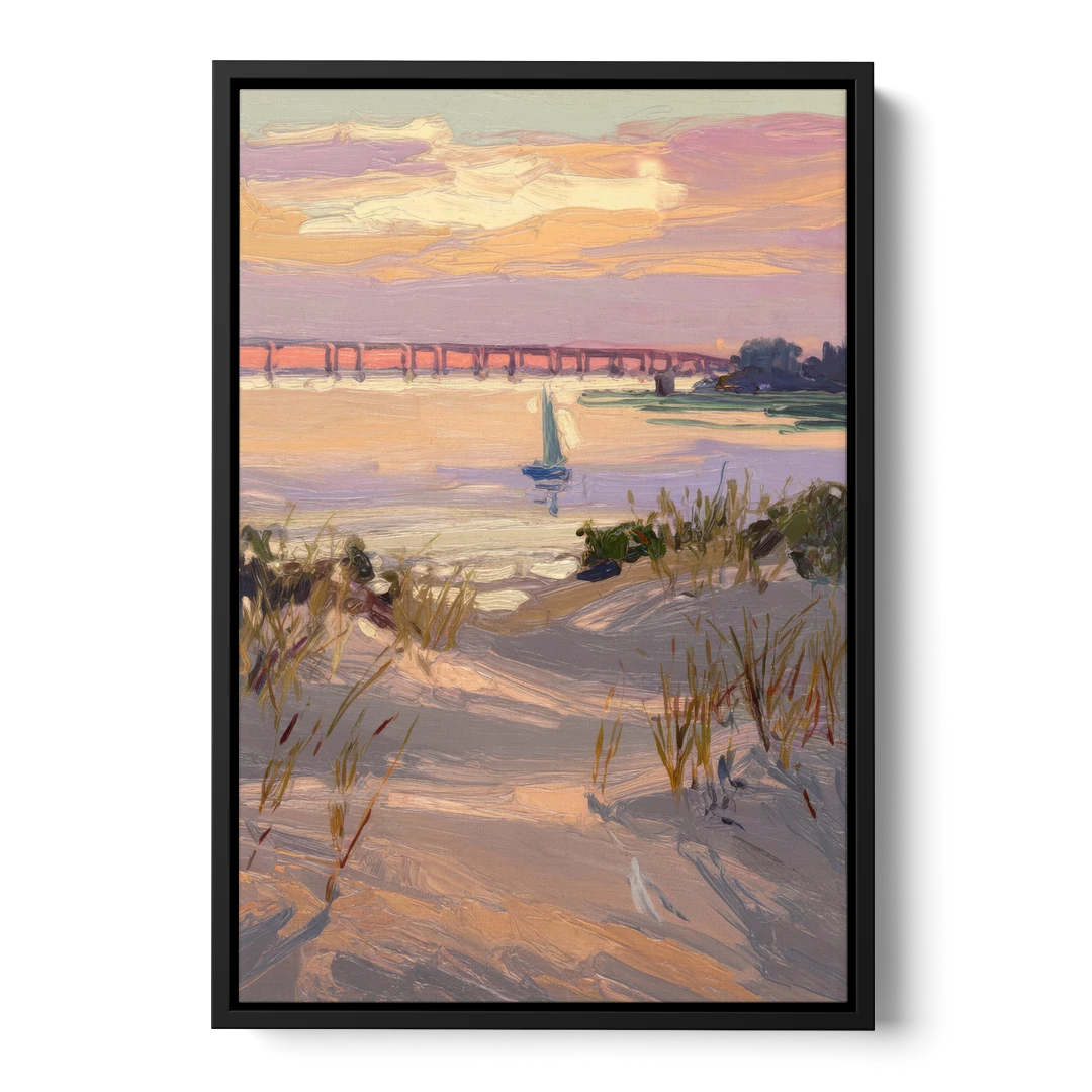 Virginia Beach Chesapeake Bay Views - Black Framed Canvas Wall Art - Front