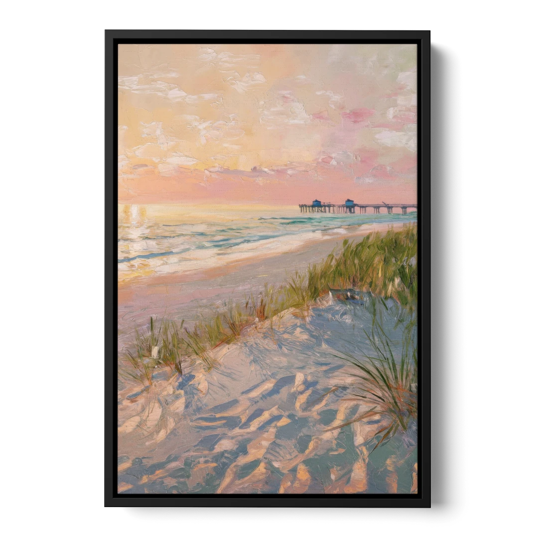 Virginia Beach Oceanfront Serenity - Black Framed Canvas Wall Art - Front