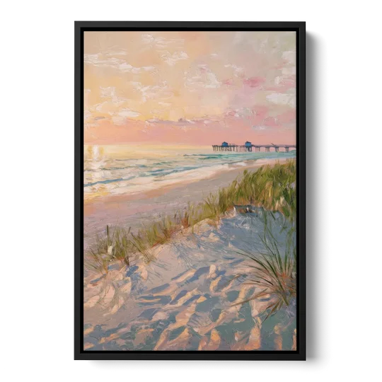 Virginia Beach Oceanfront Serenity - Black Framed Canvas Wall Art - Front