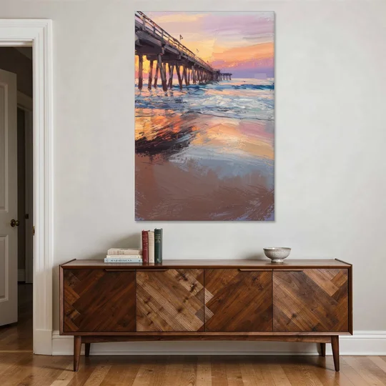 Virginia Beach Pier at Sunset - Canvas Wall Art - Coffee Table - 40x60